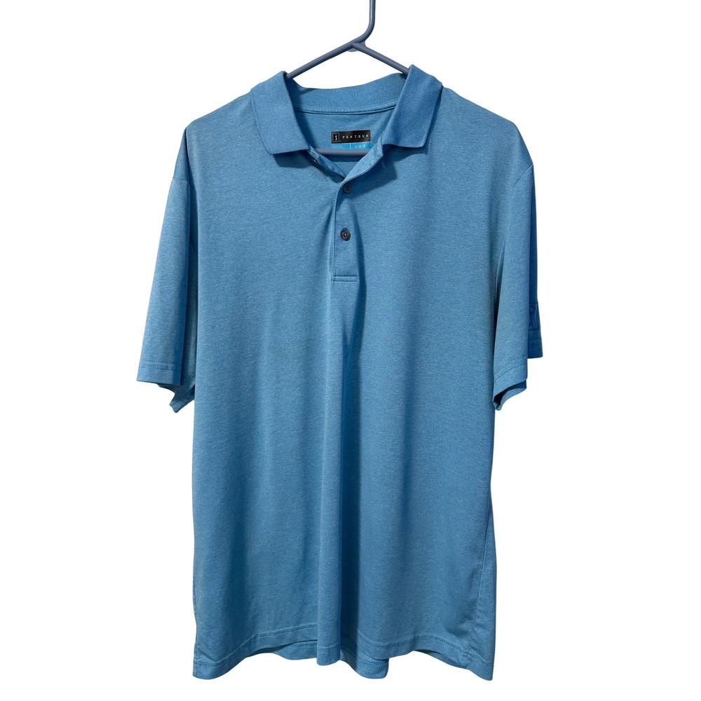 PGA‎ Tour Polo Shirt Mens Large Blue Heathered Short Sleeve